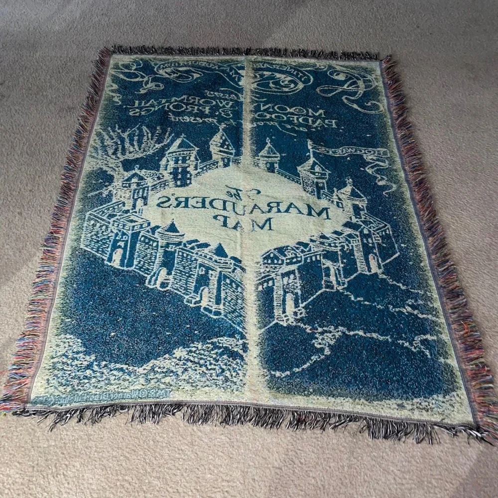 Harry Potter Marauders Map Woven Tapestry Throw Blanket Hogwarts 48x60